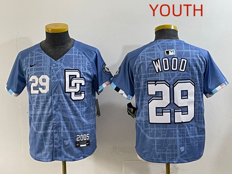 Youth 2025 Washington Nationals 29 Wood Blue Joint Name Nike MLB Jersey style 2
